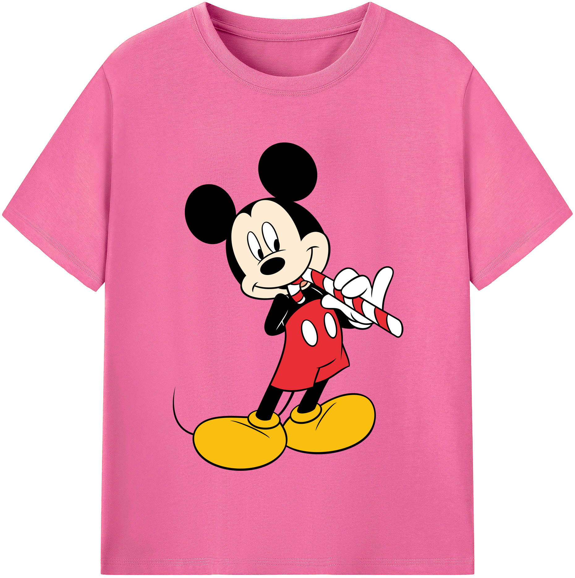 （画像用） ミッキーマウス Mickey Mouse レディースカジュアルプリントTシャツ（綿100％）